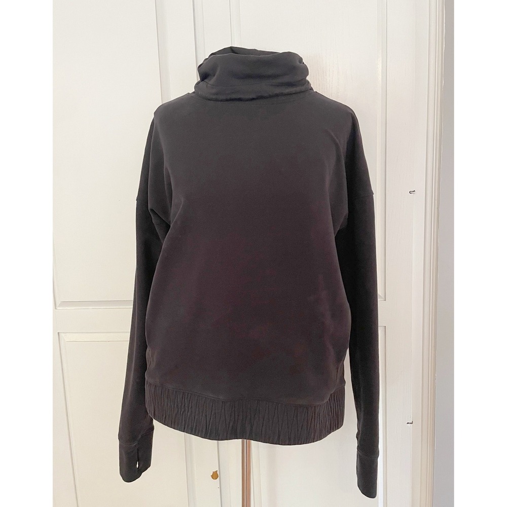 Lululemon Black Cowl Neck Long Sleeve Sweatshirt Top Size‎ 6 Thumbholes Athletic